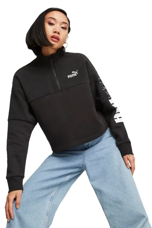 Худи женское Puma Power Colorblock Crew черного цвета