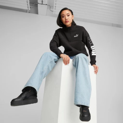 Худи женское Puma Power Colorblock Crew черного цвета