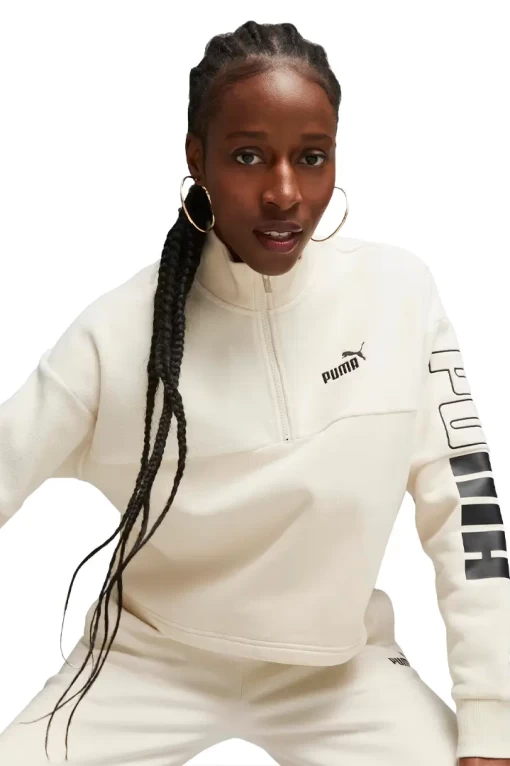 Худи женское Puma Power Colorblock Crew молочного цвета
