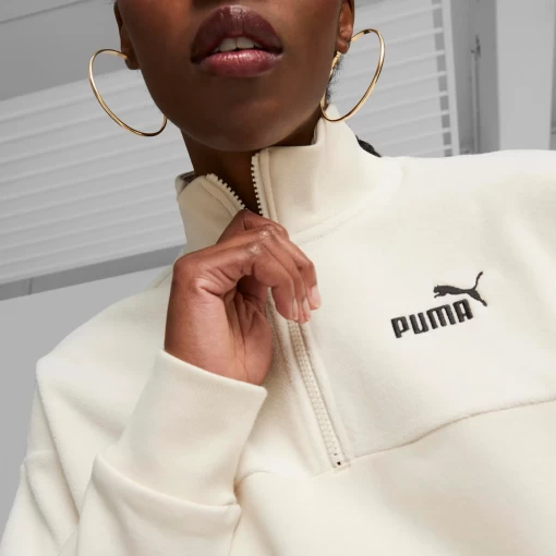 Худи женское Puma Power Colorblock Crew молочного цвета