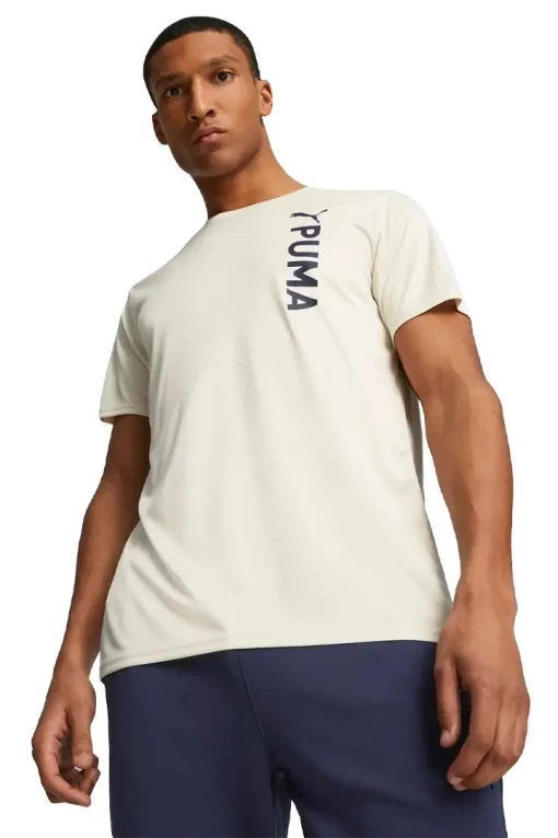 Футболка чоловіча Puma Fit Poly Logo Tee біло-молочного кольору