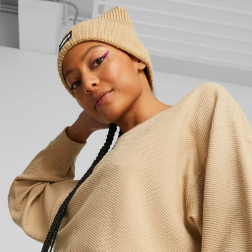 Шапка жіноча-чоловіча Puma Ribbed Classic Cuff Beanie бежевого кольору