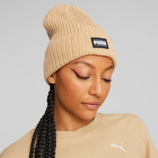 Шапка жіноча-чоловіча Puma Ribbed Classic Cuff Beanie бежевого кольору