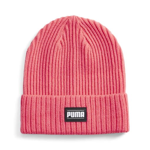 Шапка женская Puma Ribbed Classic Cuff Beanie кораллового цвета