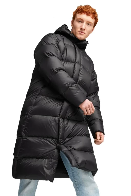 Пальто пуховик мужское Puma Long Hooded Down Coat черного цвета