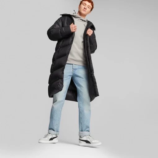 Пальто пуховик мужское Puma Long Hooded Down Coat черного цвета