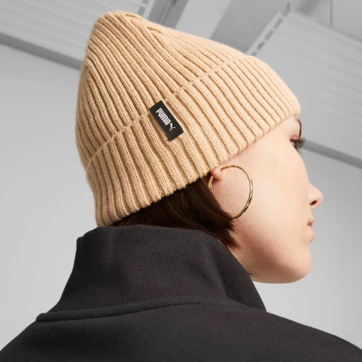 Шапка женская-мужская Puma Classic Cuff Beanie бежевого цвета