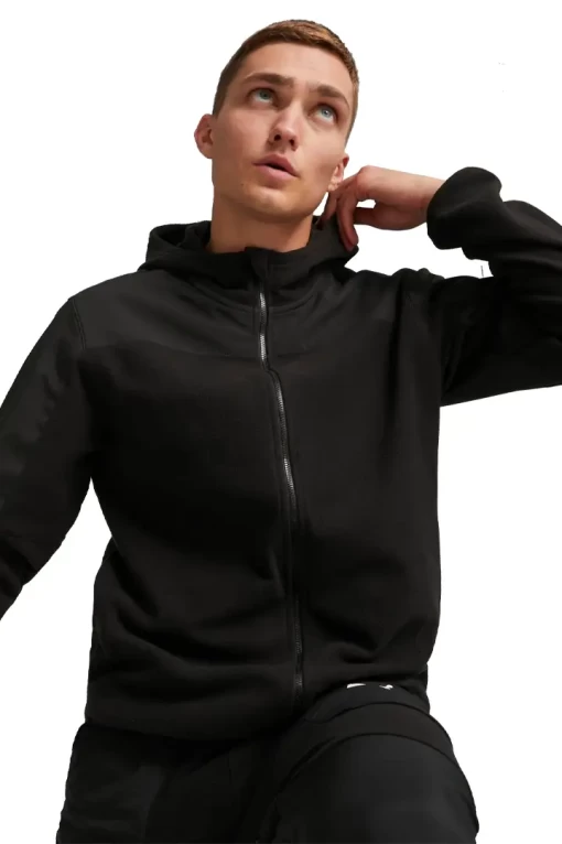 Куртка спортивная мужская Puma Fit Hybrid Jacket черного цвета