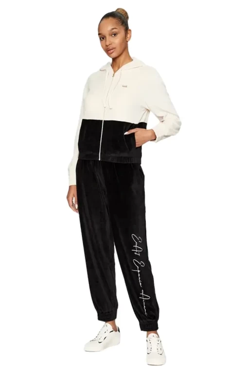 Спортивный женский костюм EA7 Emporio Armani Tracksuit бледно-розово-черного цвета