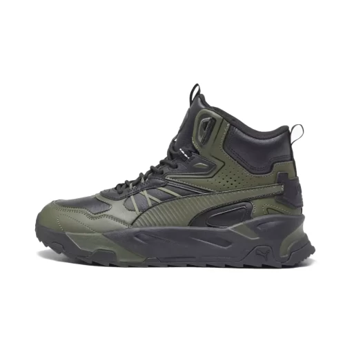 Высокие мужские кроссовки Puma Trinity Mid Hybrid L черно-оливкового цвета
