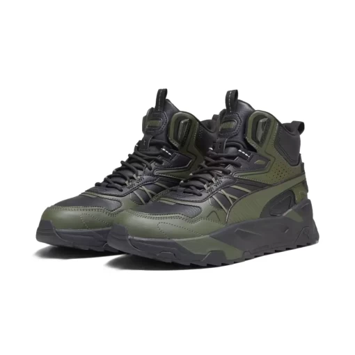 Высокие мужские кроссовки Puma Trinity Mid Hybrid L черно-оливкового цвета