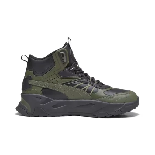 Высокие мужские кроссовки Puma Trinity Mid Hybrid L черно-оливкового цвета