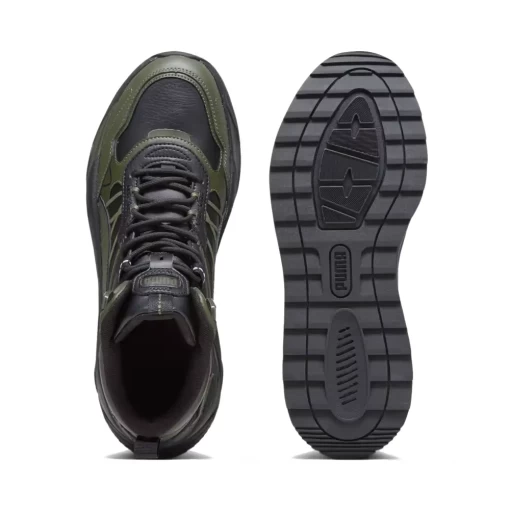 Высокие мужские кроссовки Puma Trinity Mid Hybrid L черно-оливкового цвета