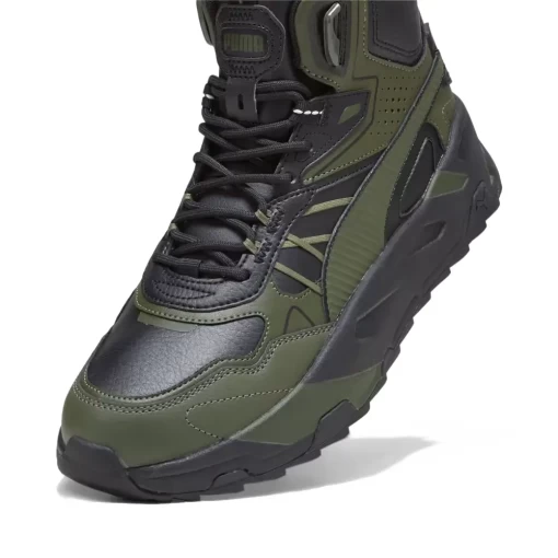 Высокие мужские кроссовки Puma Trinity Mid Hybrid L черно-оливкового цвета