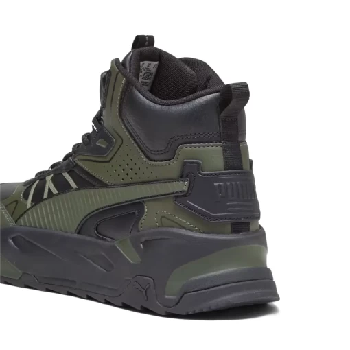 Высокие мужские кроссовки Puma Trinity Mid Hybrid L черно-оливкового цвета