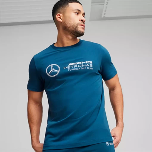 Футболка мужская Puma MAPF1 ESS Logo Tee синего цвета