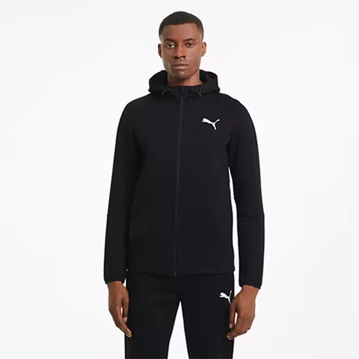 Толстовка чоловіча Puma EVOSTRIPE Core FZ Hoodie чорного кольору