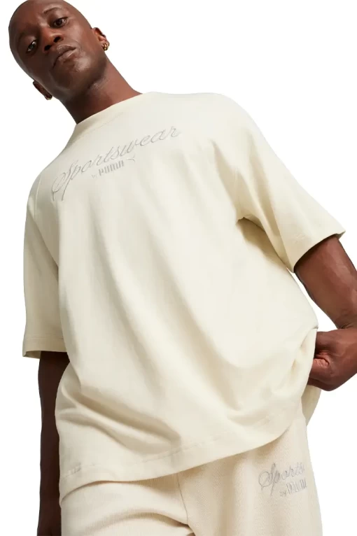 Футболка чоловіча PUMA CLASSICS+ Tee бежевого кольору