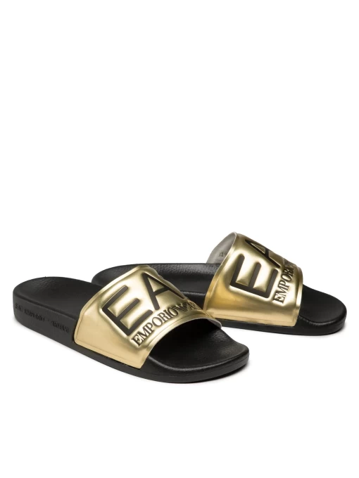 Шльопанці жіночі EA7 Emporio Armani чорно-золотого кольору
