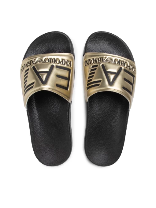 Шльопанці жіночі EA7 Emporio Armani чорно-золотого кольору
