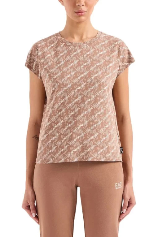 Футболка жіноча EA7 Emporio Armani світло-коричневого кольору 3DTT04 TJUBZ 1731