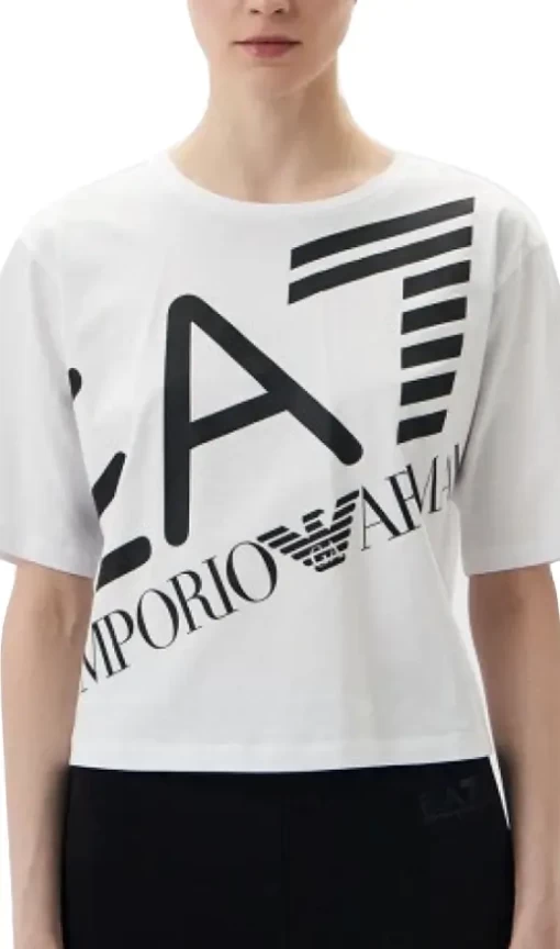 Футболка женская EA7 Emporio Armani белого цвета 3DTT23 TJRQZ 1100