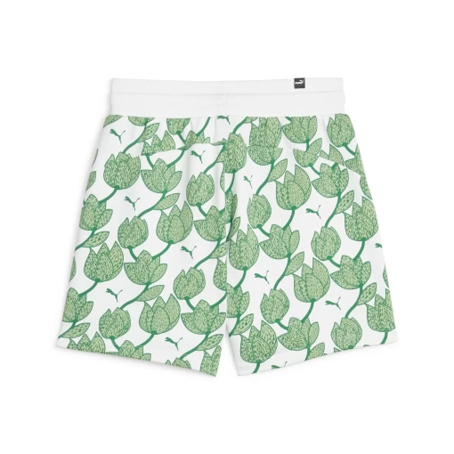 Спортивные шорты женские Puma BLOSSOM AOP Shorts TR бело-зеленого цвета