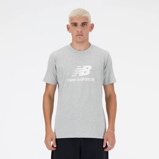 Футболка мужская New Balance NB Stacked Logo серого цвета