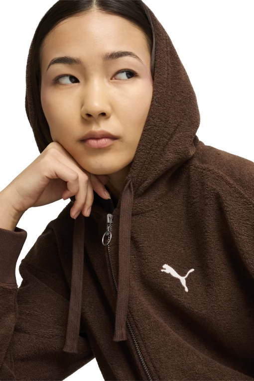 Худи женское PUMA HER Full-Zip Hoodie коричневого цвета