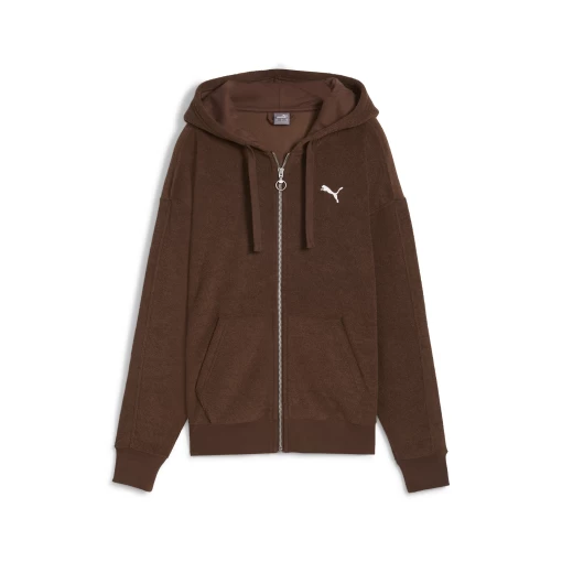 Худи женское PUMA HER Full-Zip Hoodie коричневого цвета