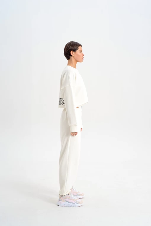 Штаны FRND FOR FRIENDS Spicy Pants с акцентым двойным поясом молочного цвета