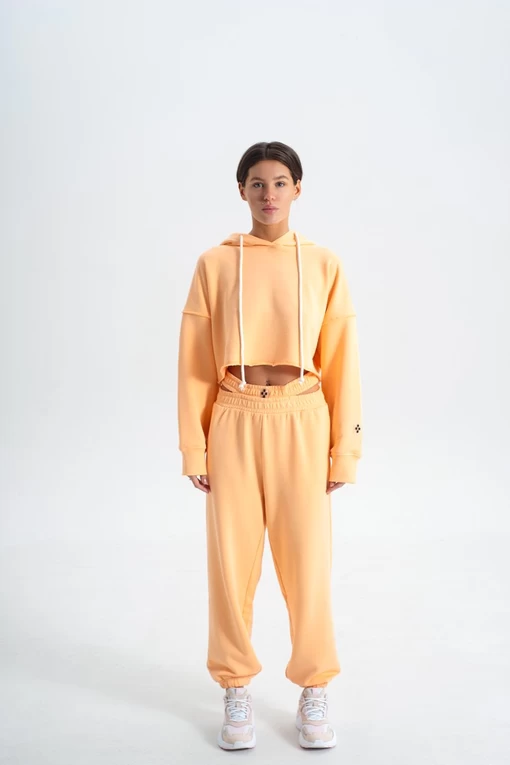 Штаны FRND FOR FRIENDS Spicy Pants абрикосового цвета с акцентным двойным поясом