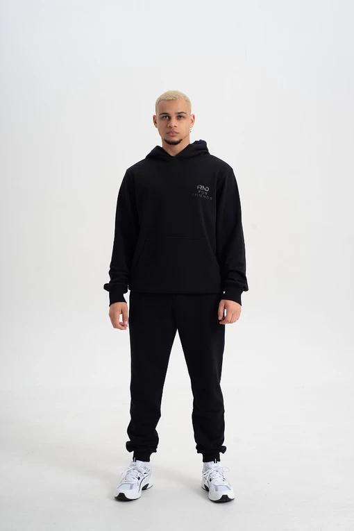 Худі на флісі з зав'язками FRND FOR FRIENDS MONO FRND чорного кольору