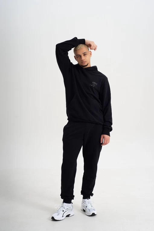 Худі на флісі з зав'язками FRND FOR FRIENDS MONO FRND чорного кольору