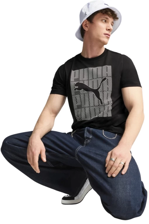 Футболка чоловіча PUMA GRAPHICS Puma Wording Tee чорного кольору