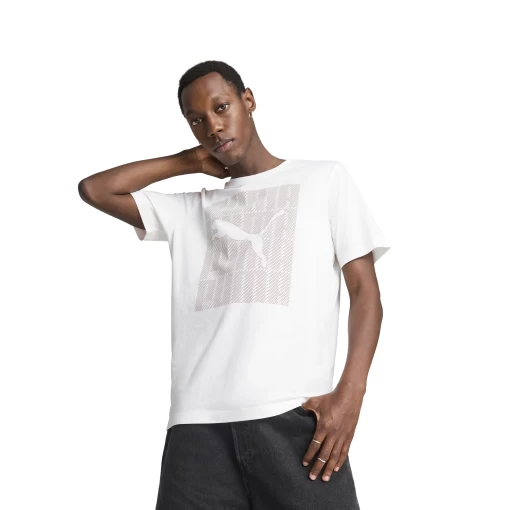 Футболка чоловіча PUMA GRAPHICS Puma Wording Tee білого кольору