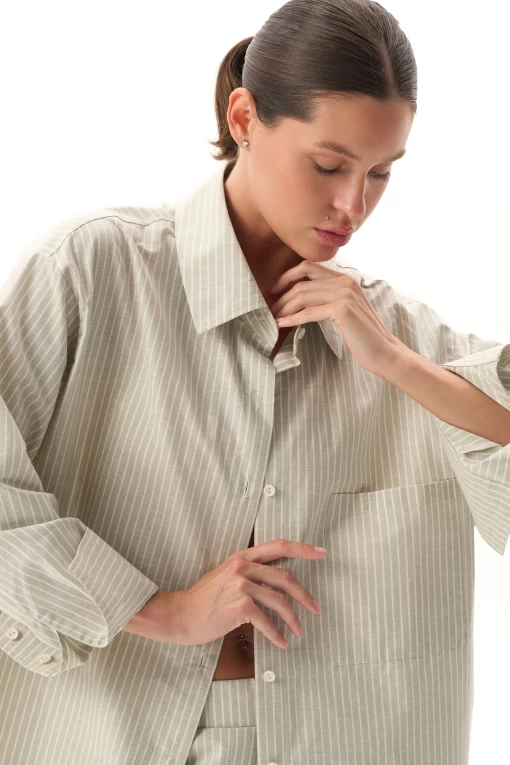 Сорочка FRND FOR FRIENDS Fancy Shirt Strip жіноча оливкового кольору