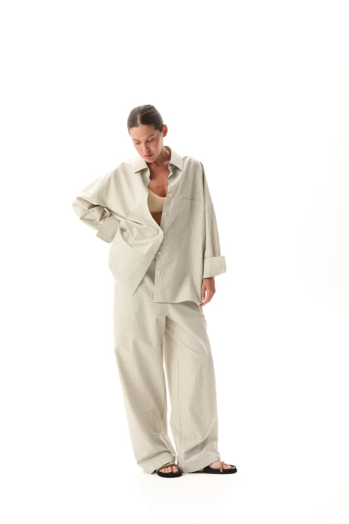 Сорочка FRND FOR FRIENDS Fancy Shirt Strip жіноча оливкового кольору