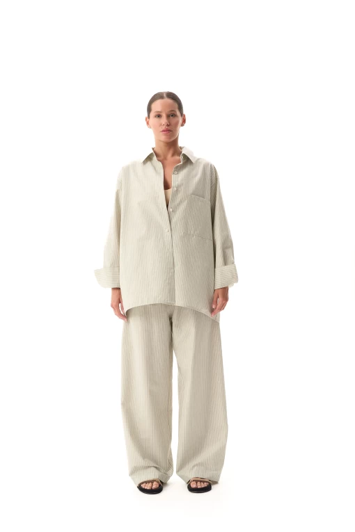 Сорочка FRND FOR FRIENDS Fancy Shirt Strip жіноча оливкового кольору